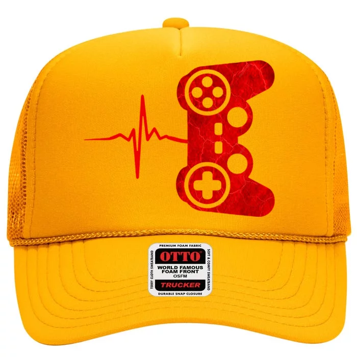 Heartbeat Controller Gamer High Crown Mesh Trucker Hat