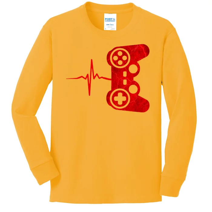 Heartbeat Controller Gamer Kids Long Sleeve Shirt