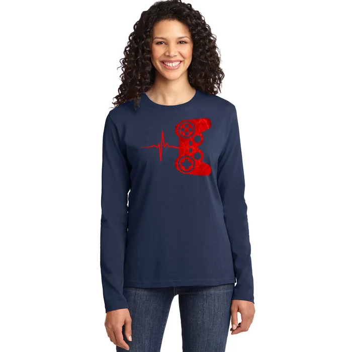 Heartbeat Controller Gamer Ladies Long Sleeve Shirt