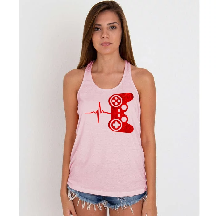 Heartbeat Controller Gamer Women's Knotted Racerback Tank