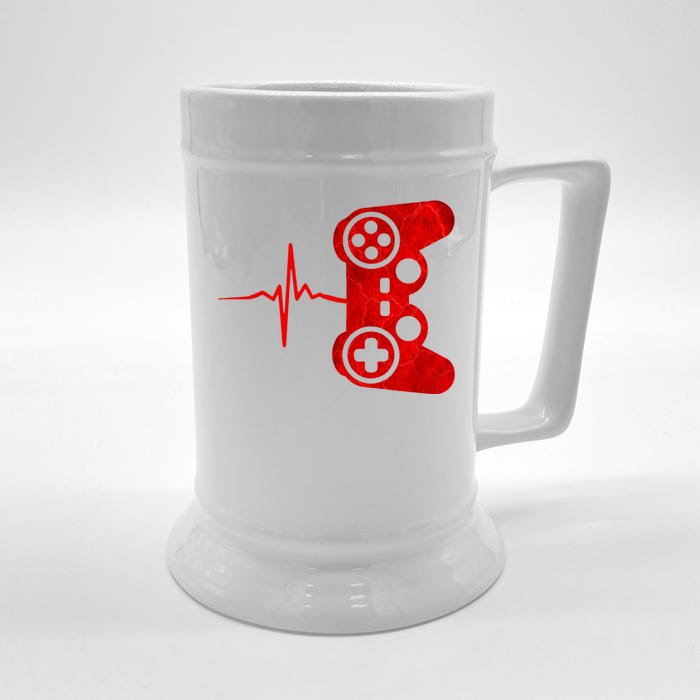 Heartbeat Controller Gamer Front & Back Beer Stein