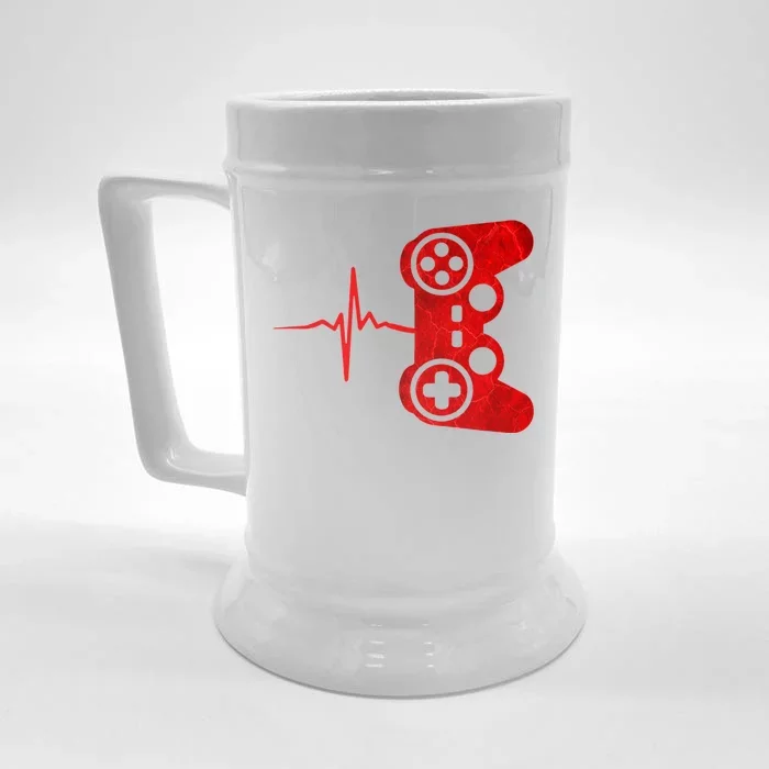 Heartbeat Controller Gamer Front & Back Beer Stein