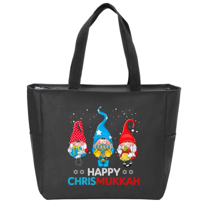 Happy Chrismukkah Gnomes Christmas Hanukkah Jewish Holiday Zip Tote Bag