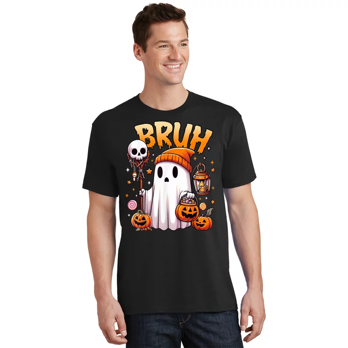 Halloween Cute Ghost Trick Or Treat Candy Bruh Ghost Gift T-Shirt