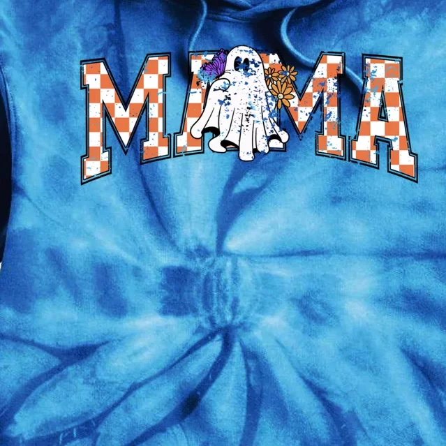 Halloween Checkered Ghost Mama Retro Spooky Mom Life Gift Tie Dye Hoodie