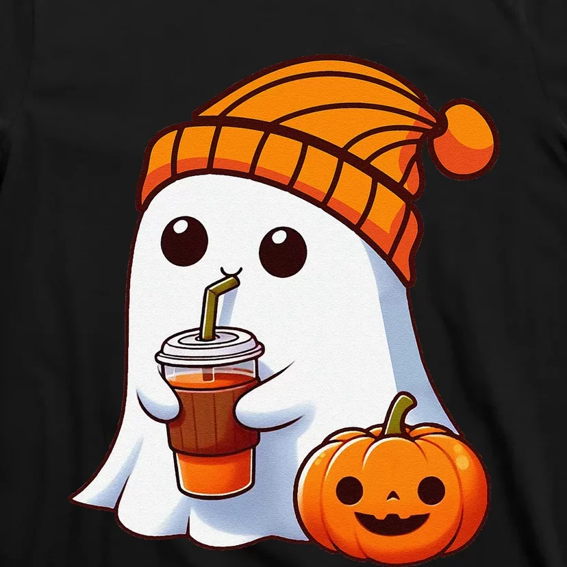 Halloween Costume Ghost Drinking Pumpkin Gift T-Shirt