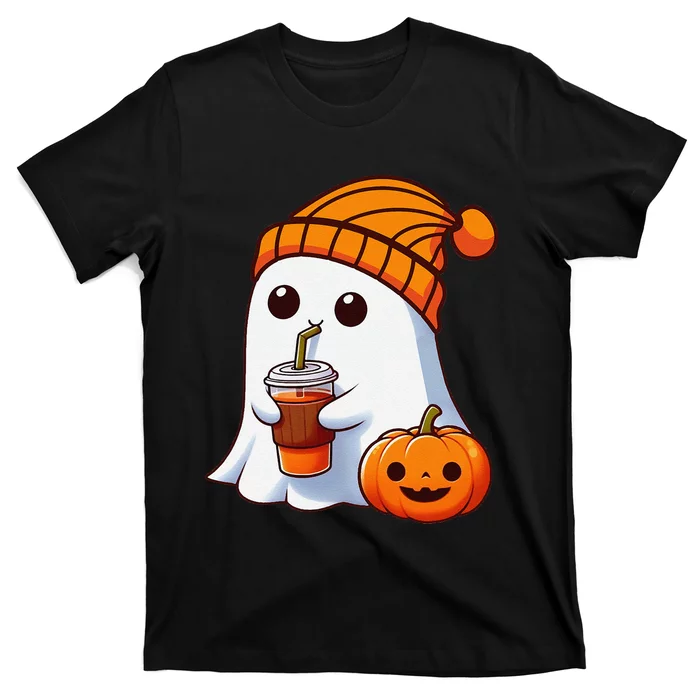 Halloween Costume Ghost Drinking Pumpkin Gift T-Shirt