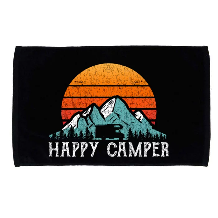 Happy Camper Gift Retro Rv Camping Gift Microfiber Hand Towel