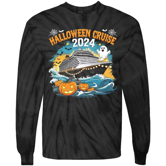 Halloween Cruise Ghost 2024 Matching Family Boo Cruise Squad Tie-Dye Long Sleeve Shirt