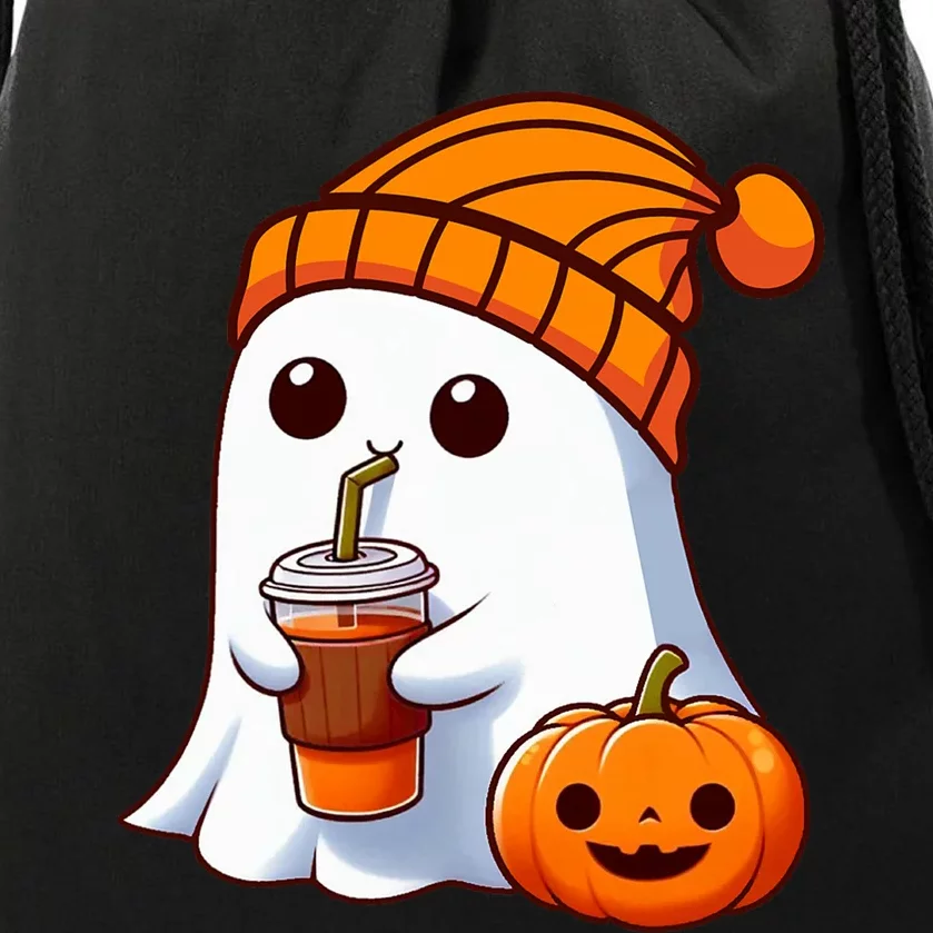 Halloween Costume Ghost Drinking Pumpkin Drawstring Bag