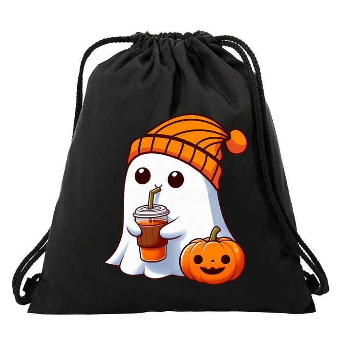 Halloween Costume Ghost Drinking Pumpkin Drawstring Bag