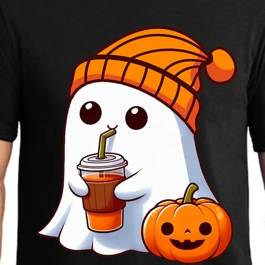 Halloween Costume Ghost Drinking Pumpkin Pajama Set