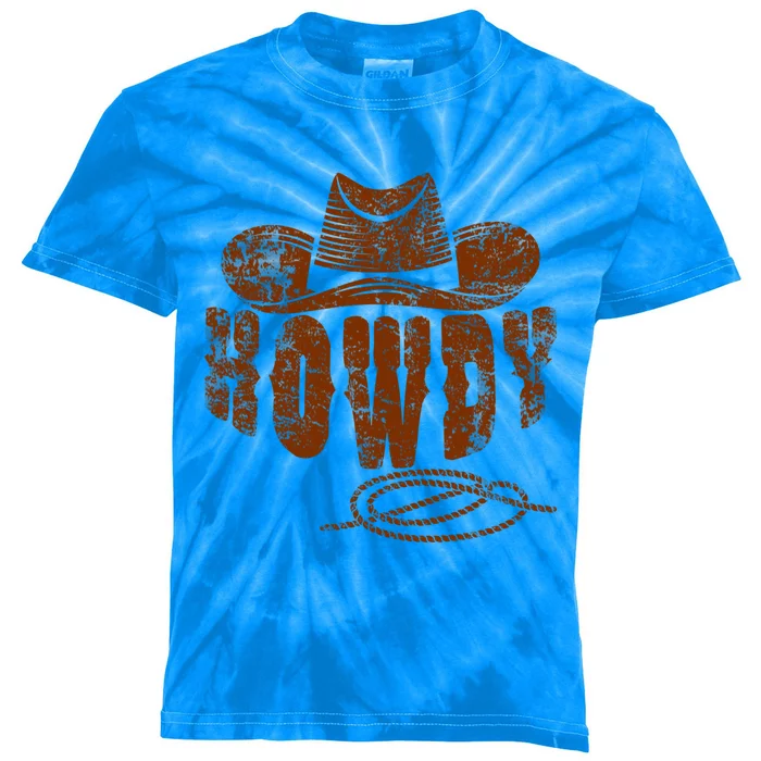 Howdy Cowboy Gift Kids Tie-Dye T-Shirt