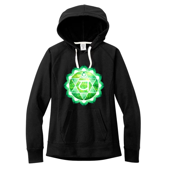 Heart Chakra Green Watercolor Lotus Dala Yoga Om Gift Women's Fleece Hoodie