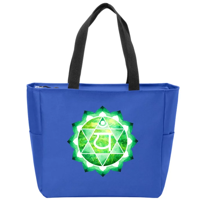 Heart Chakra Green Watercolor Lotus Dala Yoga Om Gift Zip Tote Bag