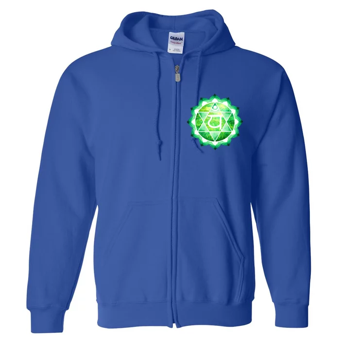 Heart Chakra Green Watercolor Lotus Dala Yoga Om Gift Full Zip Hoodie