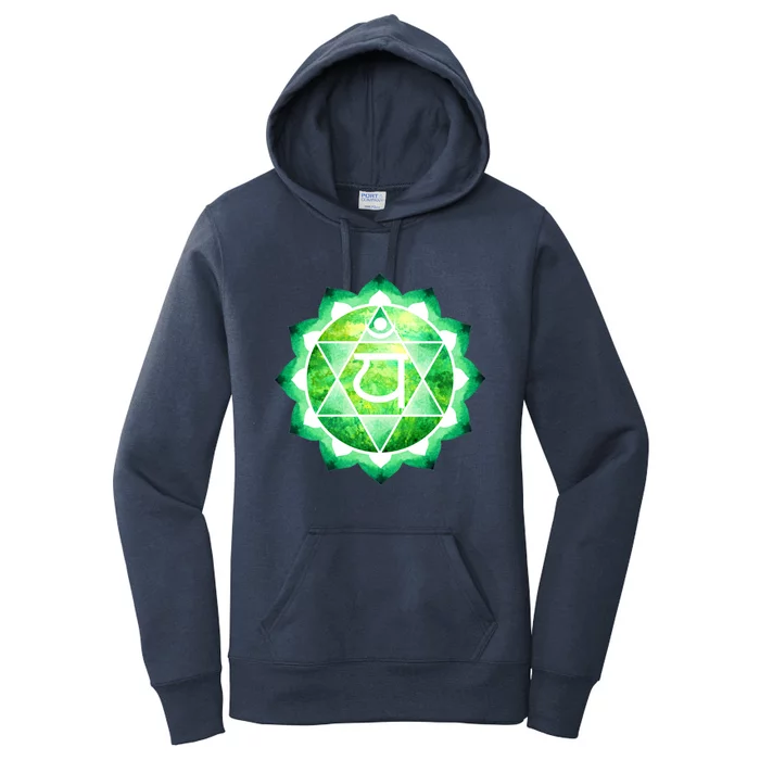 Heart Chakra Green Watercolor Lotus Dala Yoga Om Gift Women's Pullover Hoodie