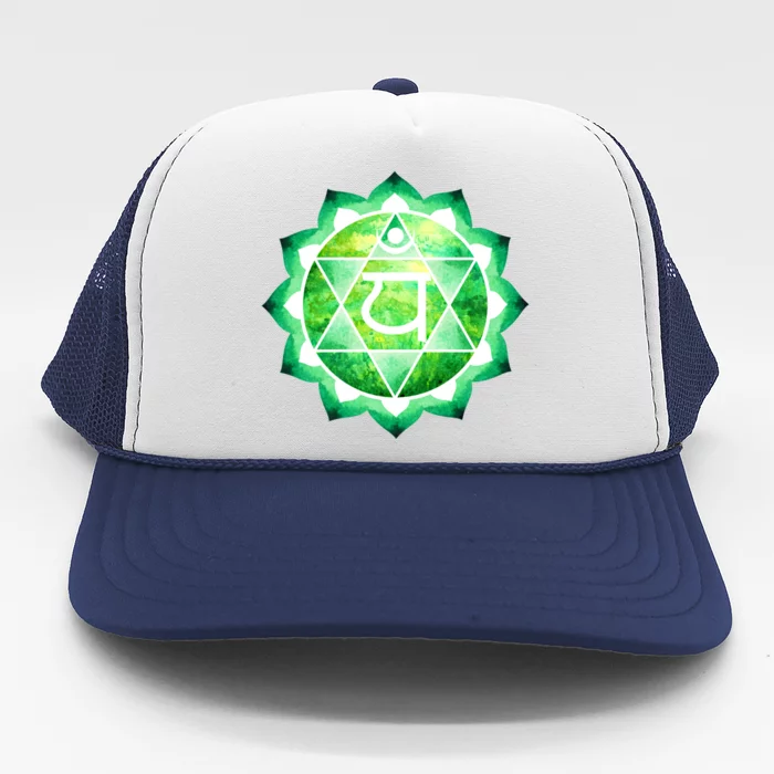 Heart Chakra Green Watercolor Lotus Dala Yoga Om Gift Trucker Hat