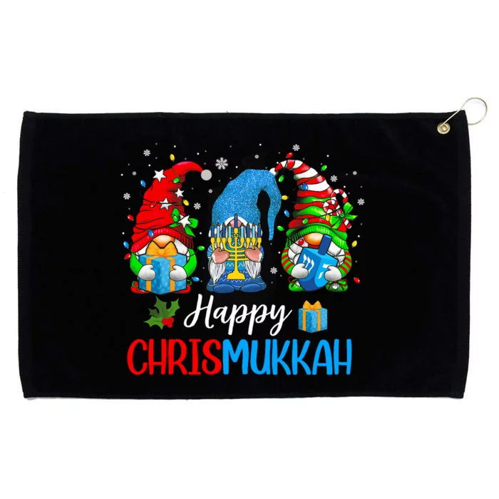 Happy Chrismukkah Gnomes Merry Christmas And Happy Hanukkah Grommeted Golf Towel