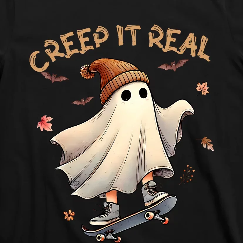 Halloween Cool Ghost Riding Skateboard Girl Boy T-Shirt