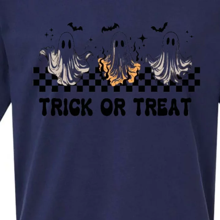 Halloween Cute Ghoul Ghost Trick Or Treat Spooky Matching Team Sueded Cloud Jersey T-Shirt