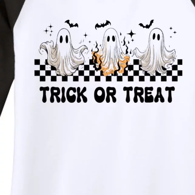 Halloween Cute Ghoul Ghost Trick Or Treat Spooky Matching Team Women's Tri-Blend 3/4-Sleeve Raglan Shirt