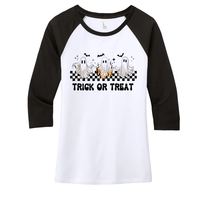 Halloween Cute Ghoul Ghost Trick Or Treat Spooky Matching Team Women's Tri-Blend 3/4-Sleeve Raglan Shirt