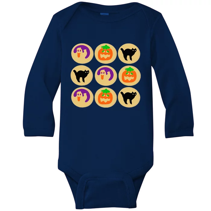 Halloween Cookies Ghost Pumpkin Cat Halloween Sugar Cookie Baby Long Sleeve Bodysuit