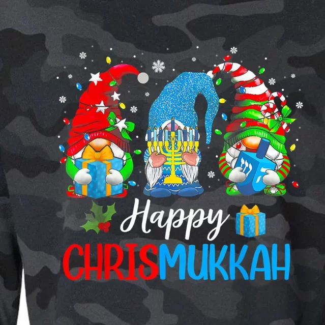 Happy Chrismukkah Gnomes Merry Christmas And Happy Hanukkah Cropped Pullover Crew