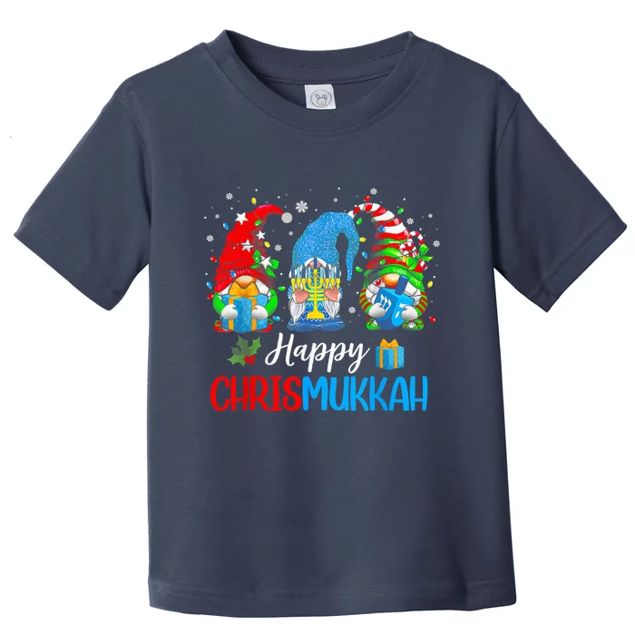 Happy Chrismukkah Gnomes Merry Christmas And Happy Hanukkah Toddler T-Shirt