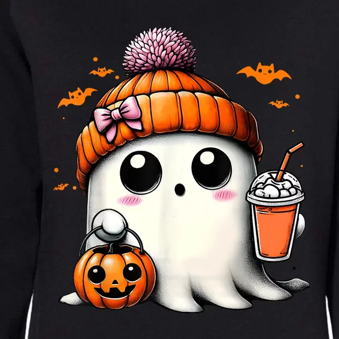 Halloween Cute Ghost Drinking Coffee Ghost Ice Gift Womens California Wash Sweatshirt