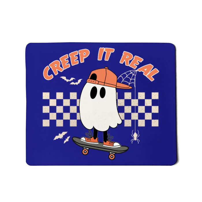 Halloween Cute Ghost Skateboard Vintage Retro Creep It Real Gift Mousepad