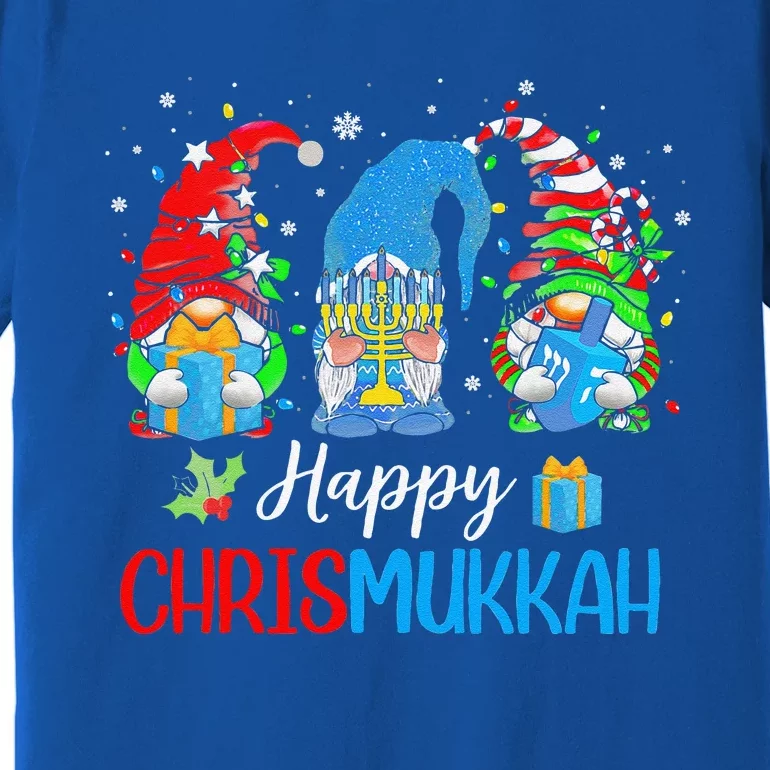 Happy Chrismukkah Gnomes Merry Christmas And Happy Hanukkah Premium T-Shirt