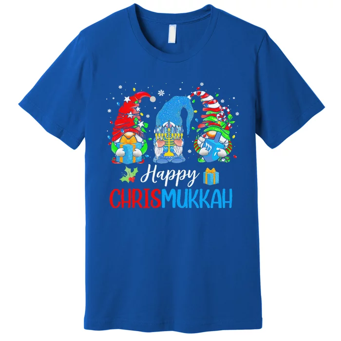 Happy Chrismukkah Gnomes Merry Christmas And Happy Hanukkah Premium T-Shirt