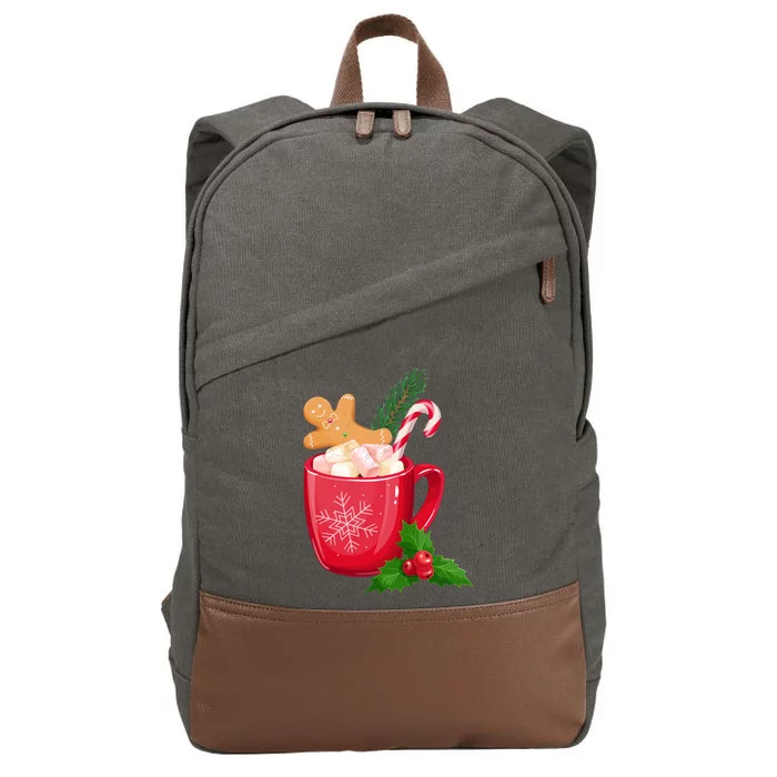 Hot Chocolate Gingerbread Christmas Cotton Canvas Backpack