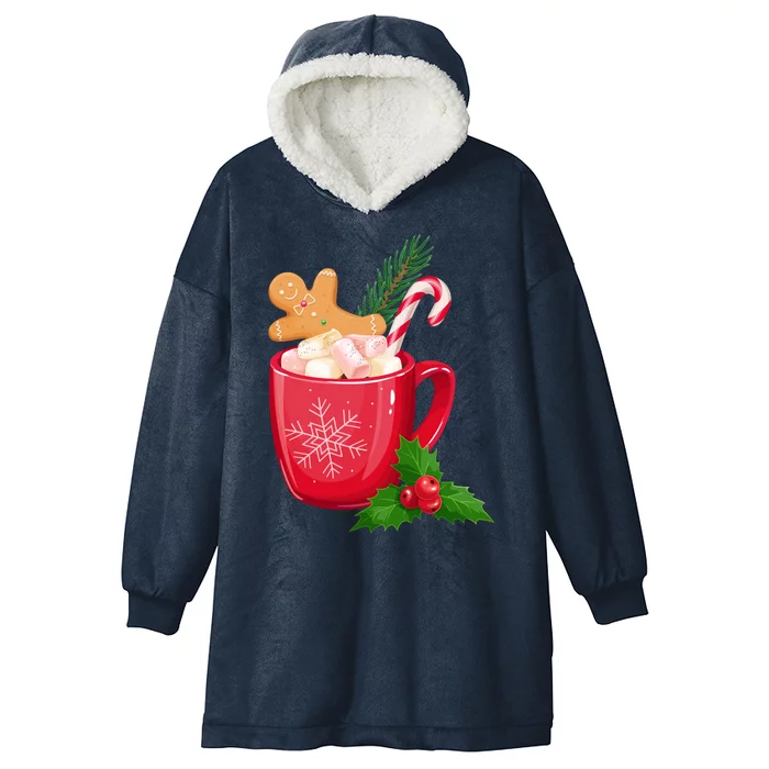 Hot Chocolate Gingerbread Christmas Hooded Wearable Blanket