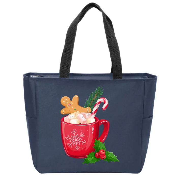 Hot Chocolate Gingerbread Christmas Zip Tote Bag