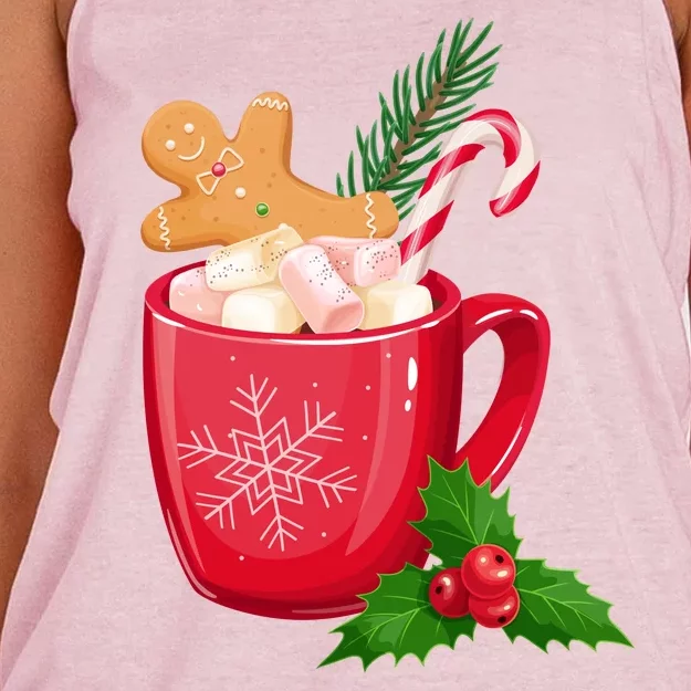 Hot Chocolate Gingerbread Christmas Women's Knotted Racerback Tank