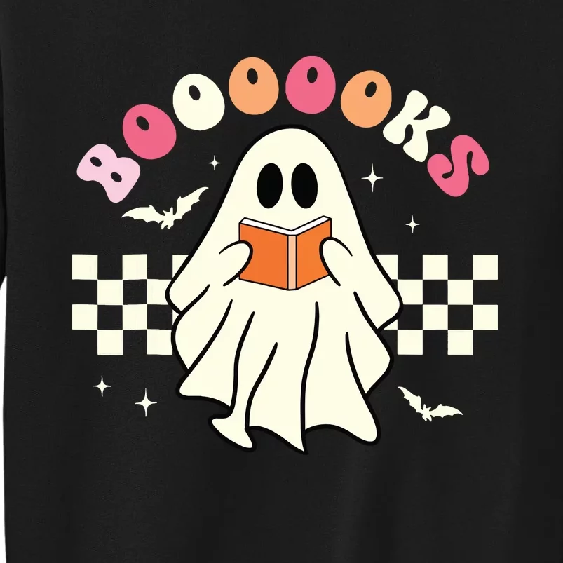 Halloween Cute Ghost Book Reading School Teacher Retro Tall Sweatshirt