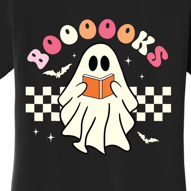 Halloween Cute Ghost Book Reading School Teacher Retro Women's T-Shirt