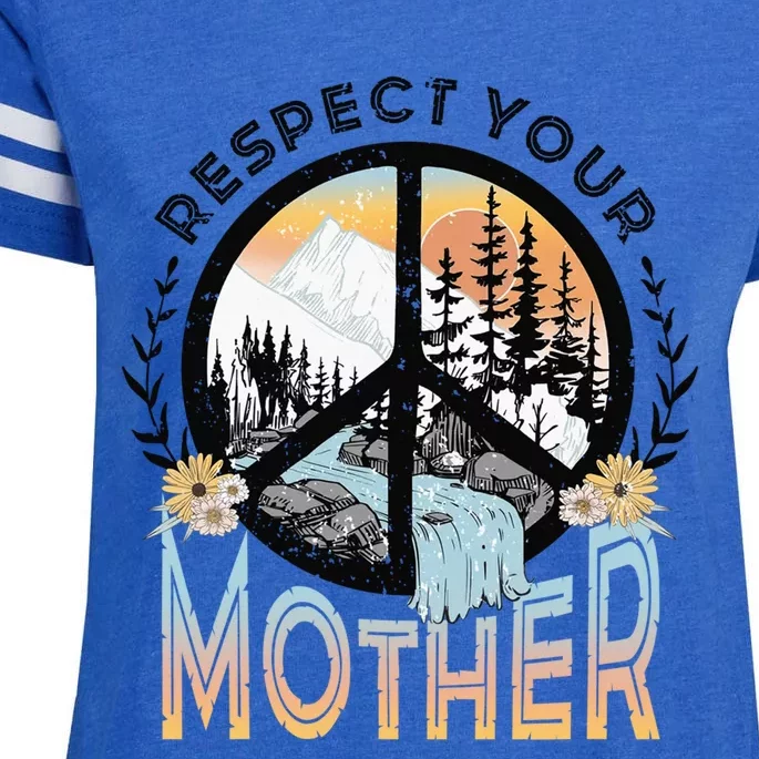 Hippie Cool Gift Flower Cool Gift Mother Earth Cool Gift Enza Ladies Jersey Football T-Shirt