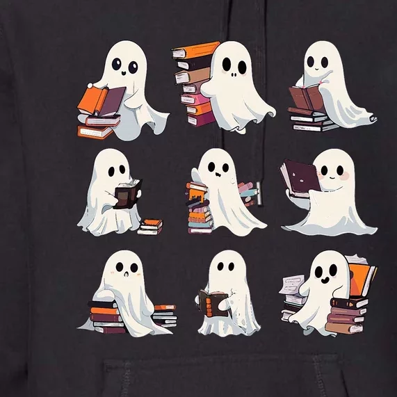 Halloween Cute Ghost Read More Books Spooky Boo Teacher Kids Premium Hoodie