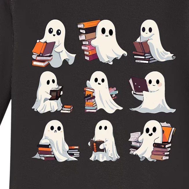 Halloween Cute Ghost Read More Books Spooky Boo Teacher Kids Baby Long Sleeve Bodysuit