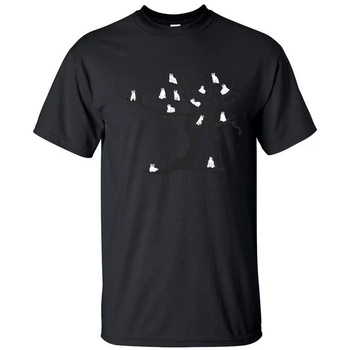 Halloween Cute Ghost Kitty Cats on a Tree Tall T-Shirt