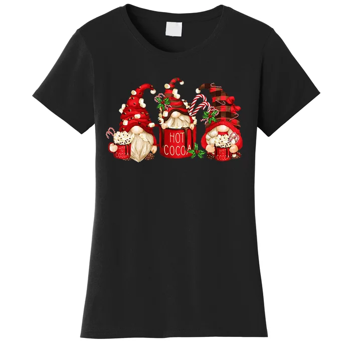 Hot Cocoa Gnomes Drink Hot Chocolate Watch Christmas Movies Women's T-Shirt