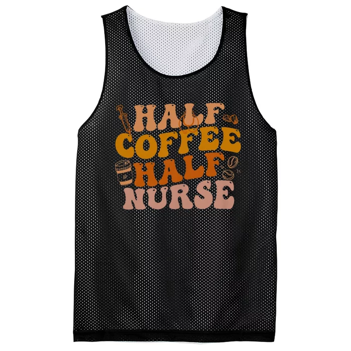 Half Coffee Half Nurse Groovy Colors Rn Lpn Medical Staffs Mesh Reversible Basketball Jersey Tank