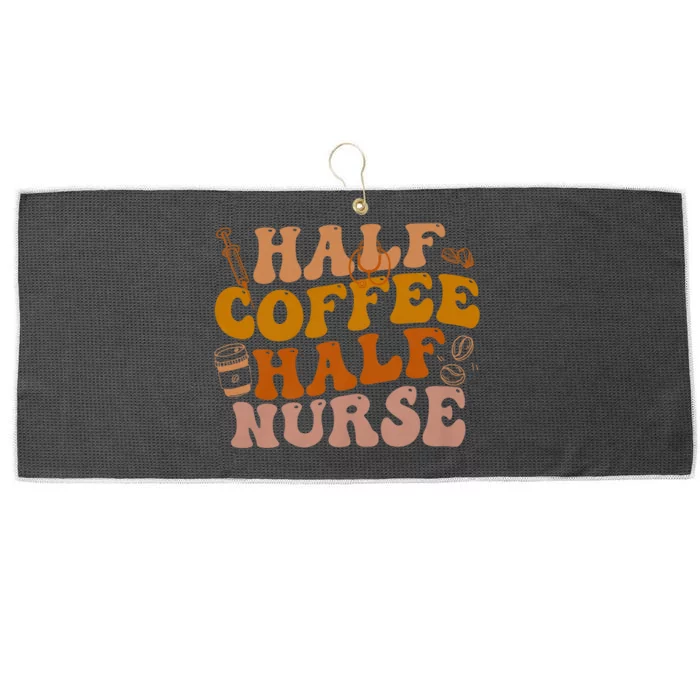 Half Coffee Half Nurse Groovy Colors Rn Lpn Medical Staffs Large Microfiber Waffle Golf Towel