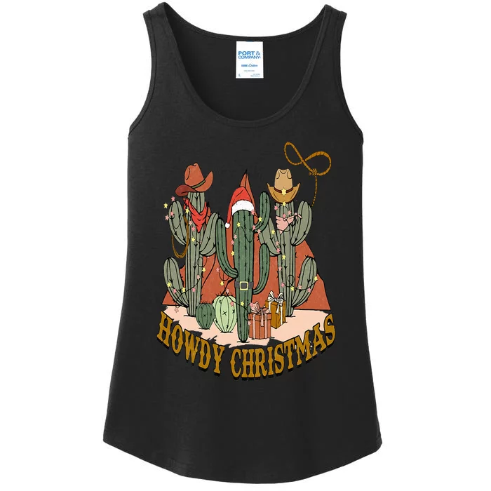 Howdy Christmas Howdy Holidays Funny Cactus Christmas Tree Ladies Essential Tank