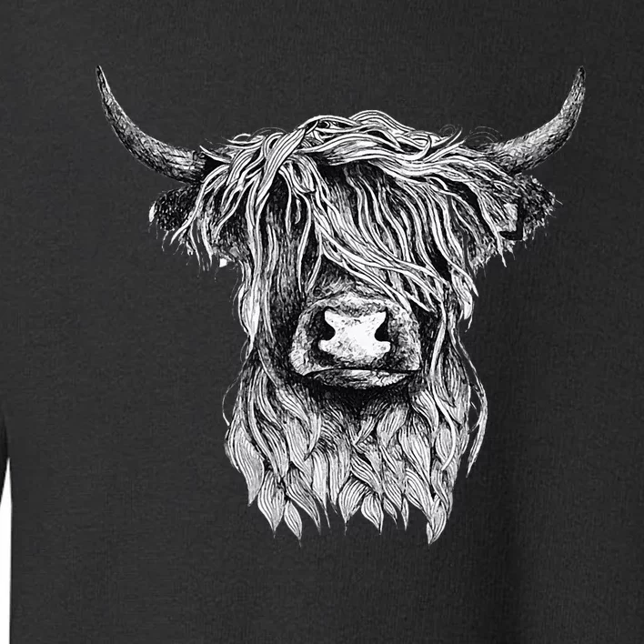 Highland Cow Hand Drawn Illustration Toddler Sweatshirt