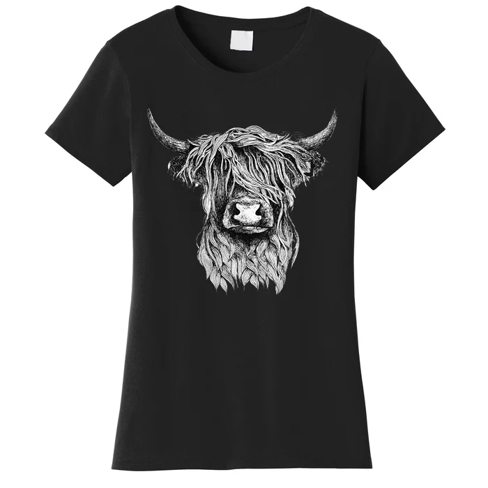 Highland Cow Hand Drawn Illustration Women's T-Shirt